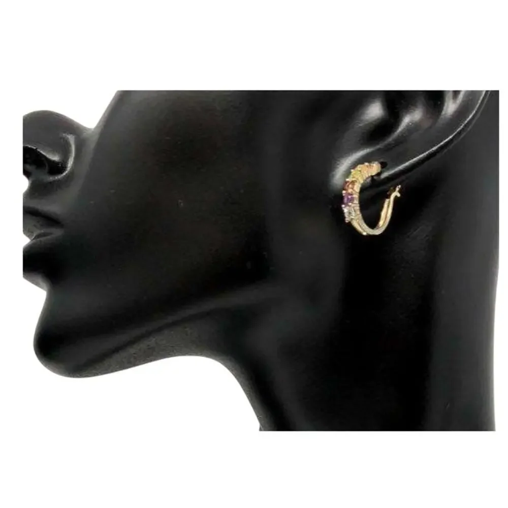 Ross-Simons 925 Rainbow Gemstone Hoop Earrings – Signed Sterling Jewelry